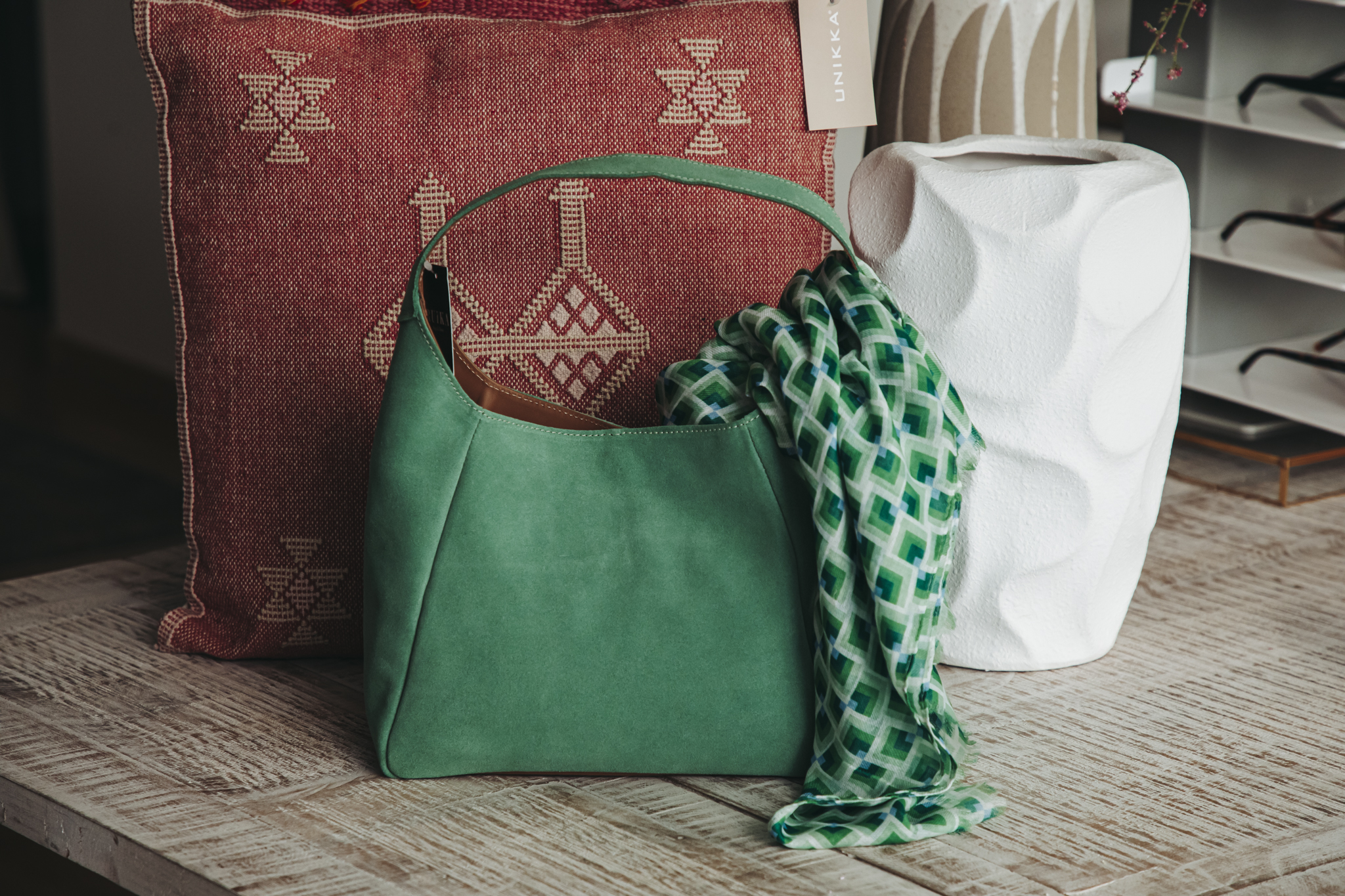 Mala de camurça verde - Malas