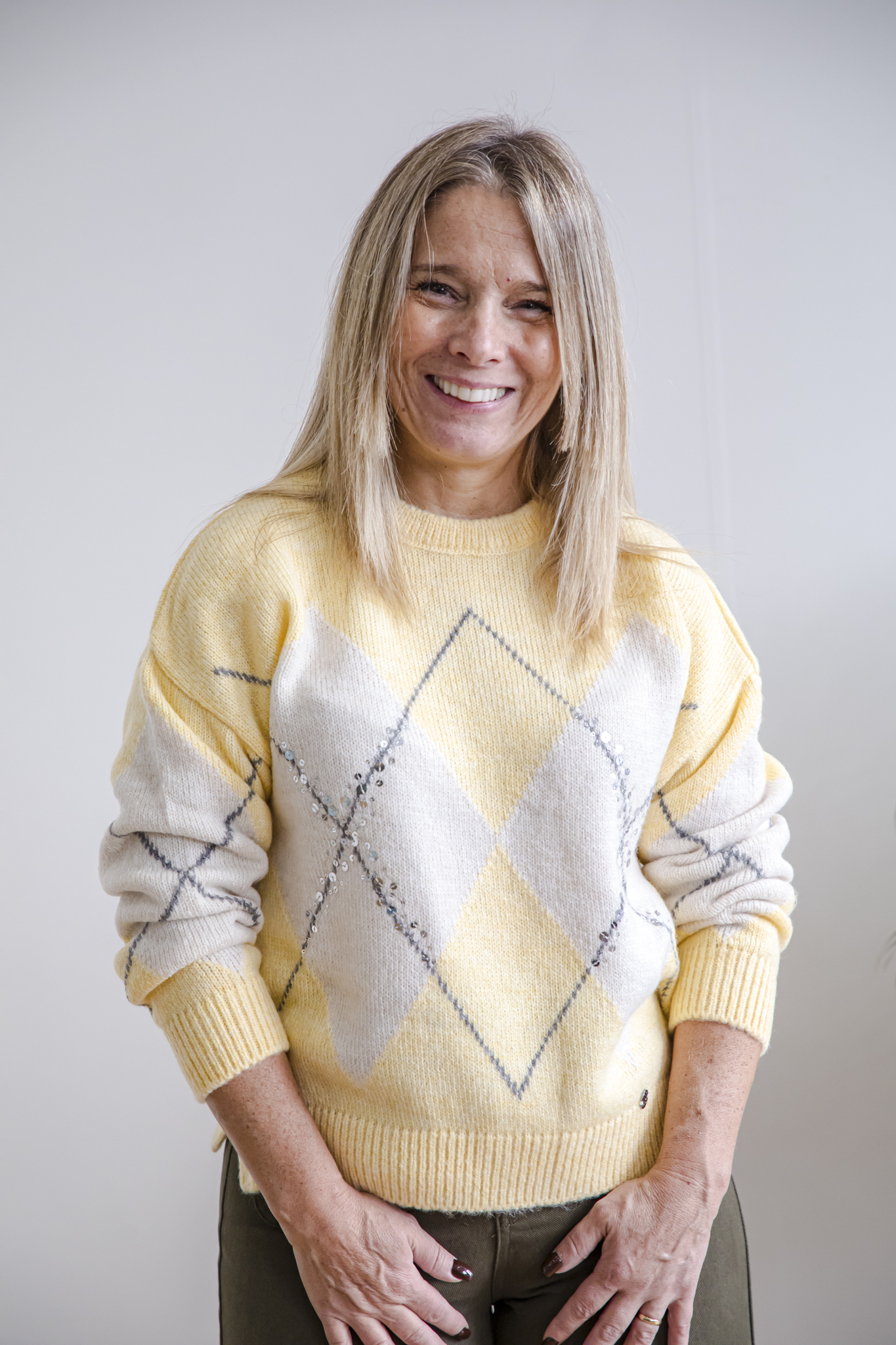 Camisola de losângulos amarela - Malhas e Casacos - Roupa