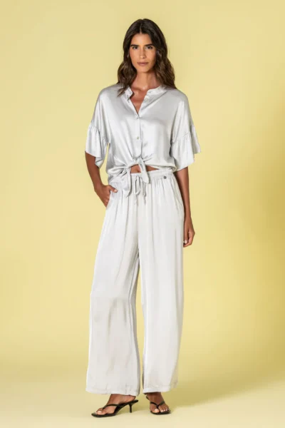 Calças acetinadas largas 6482 - Calças e Saias - Roupa