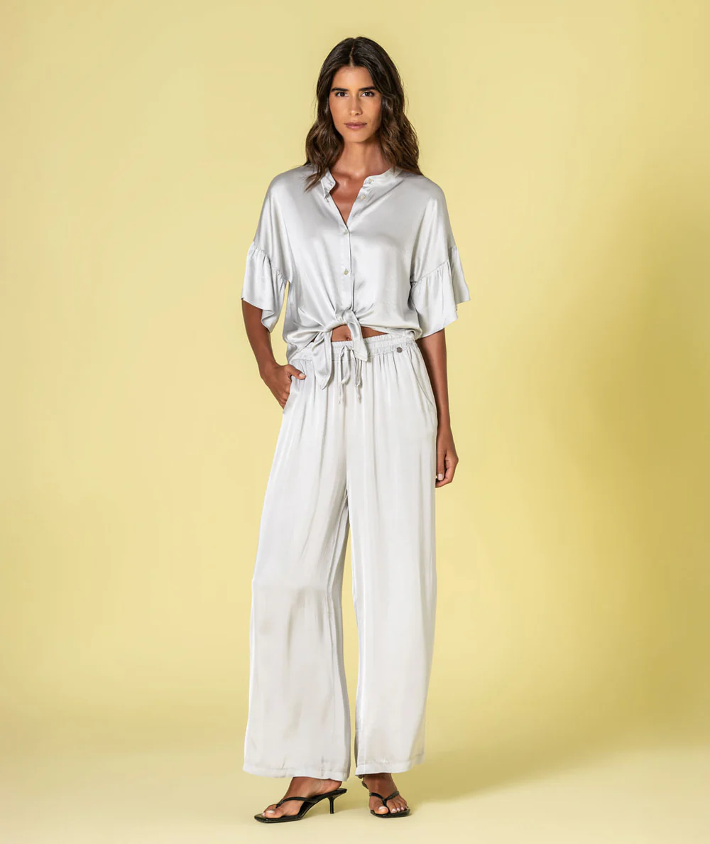 Calças acetinadas largas 6482 - Calças e Saias - Roupa