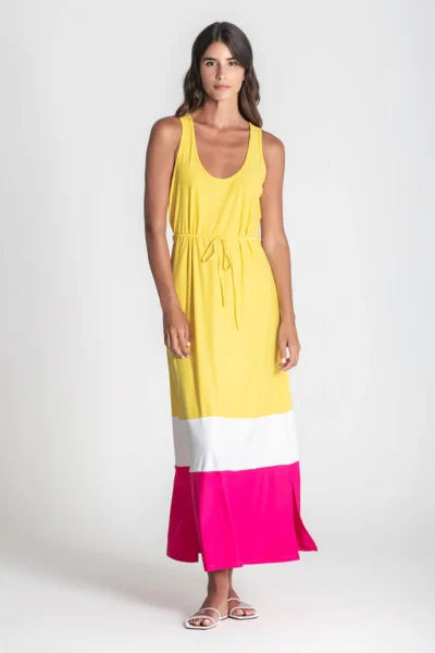 Vestido tricolor 6373 - Novidades - Vestidos e Macacões