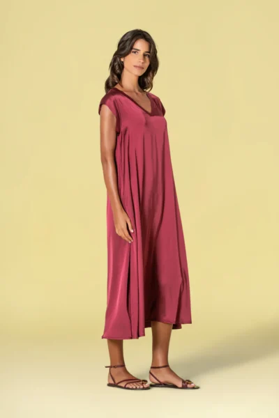 Vestido decote em v acetinado 6484 - Novidades - Vestidos e Macacões