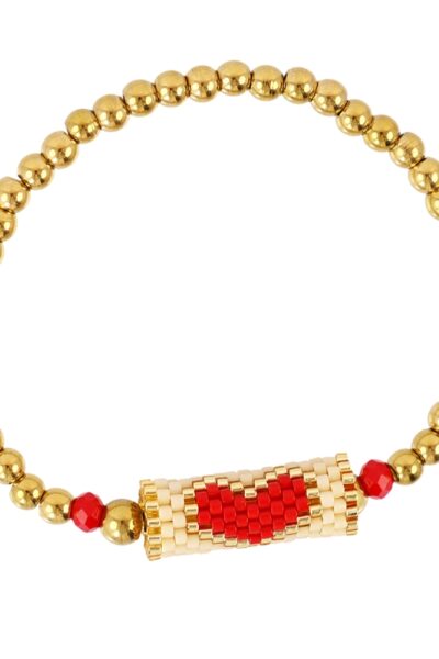 Pulseira elástica Miyuki coração CPU623 - Acessórios - Pulseiras