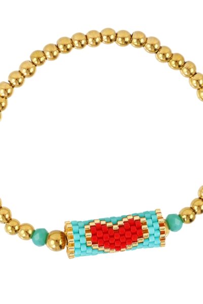 Pulseira elástica Miyuki coração CPU623 - Acessórios - Pulseiras
